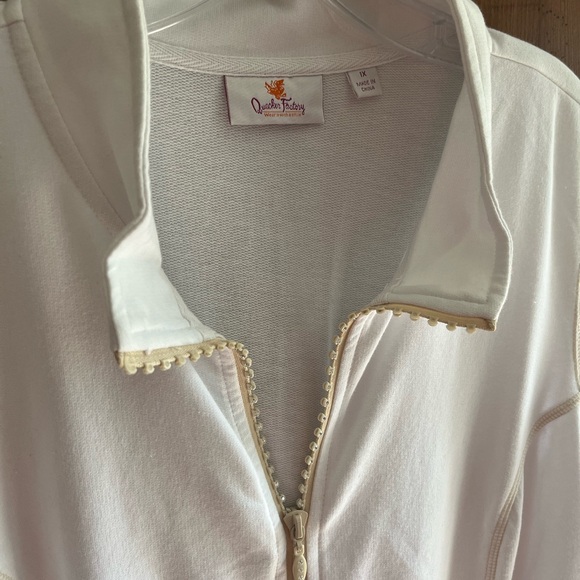 Quacker Factory ~ 1X White Vest Full Zip Bling Spring Summer - Picture 3 of 6
